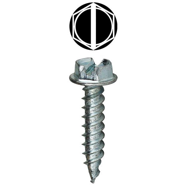 L.H. Dottie Sheet Metal Screw, #8 x 2 in, Zinc Plated Steel Hex Head Slotted Drive, 100 PK SP82